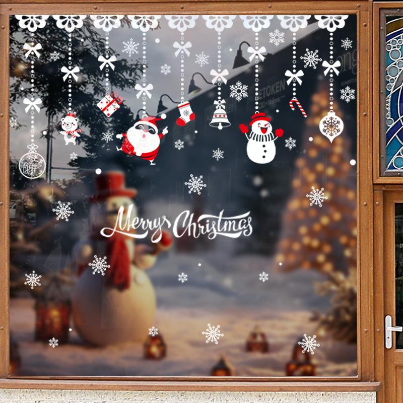 Weihnachtsmann Atmosphäre Dekorative Fenstergitter, Glasfliesen, Schneemann Statische Aufkleber