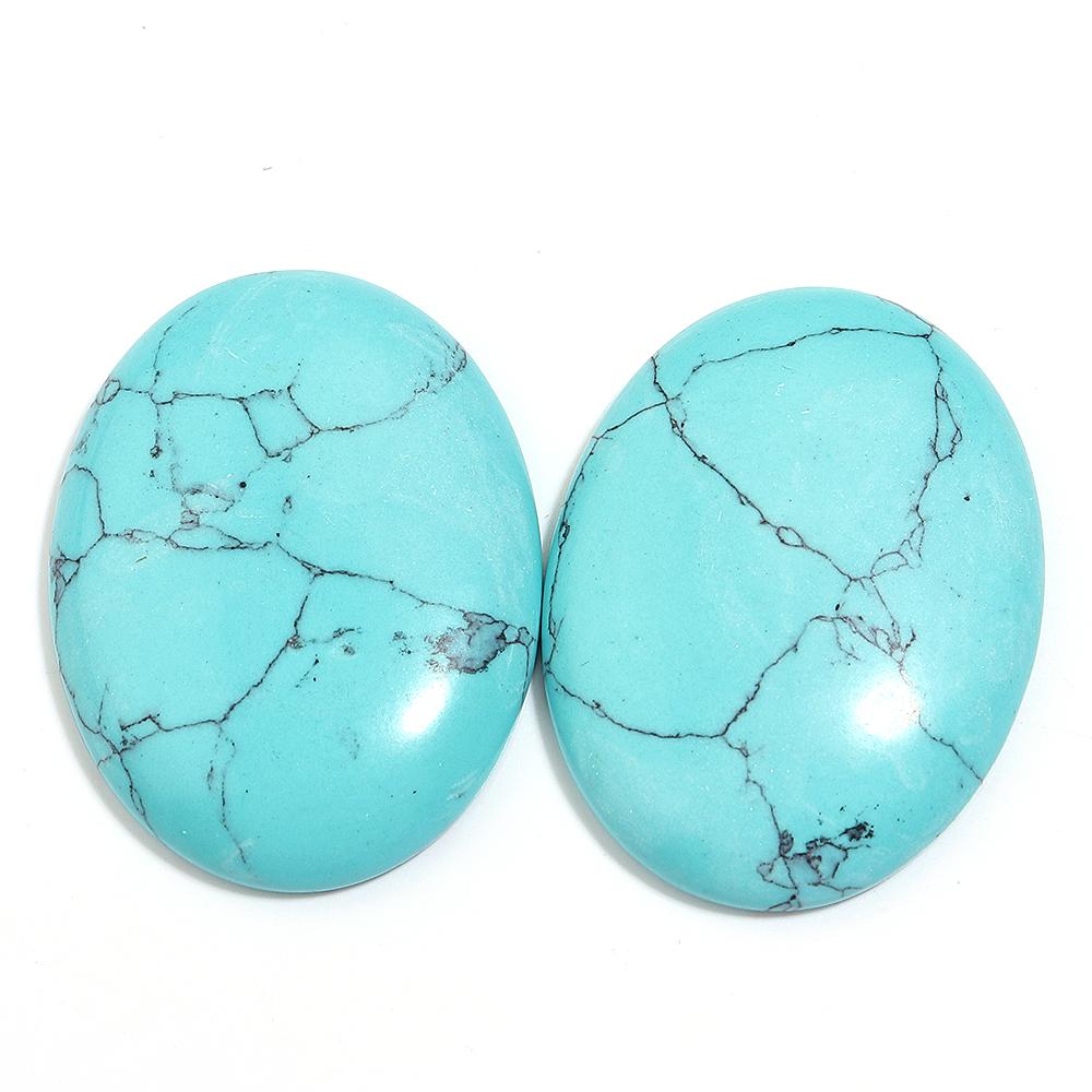 2-10 pezzi Cabochon di Turchese Blu Naturale Cabochon Ovale con Fondo Piatto Perline Sfuse Per la Realizzazione di Gioielli Anello Fai da Te Accessori per Collana