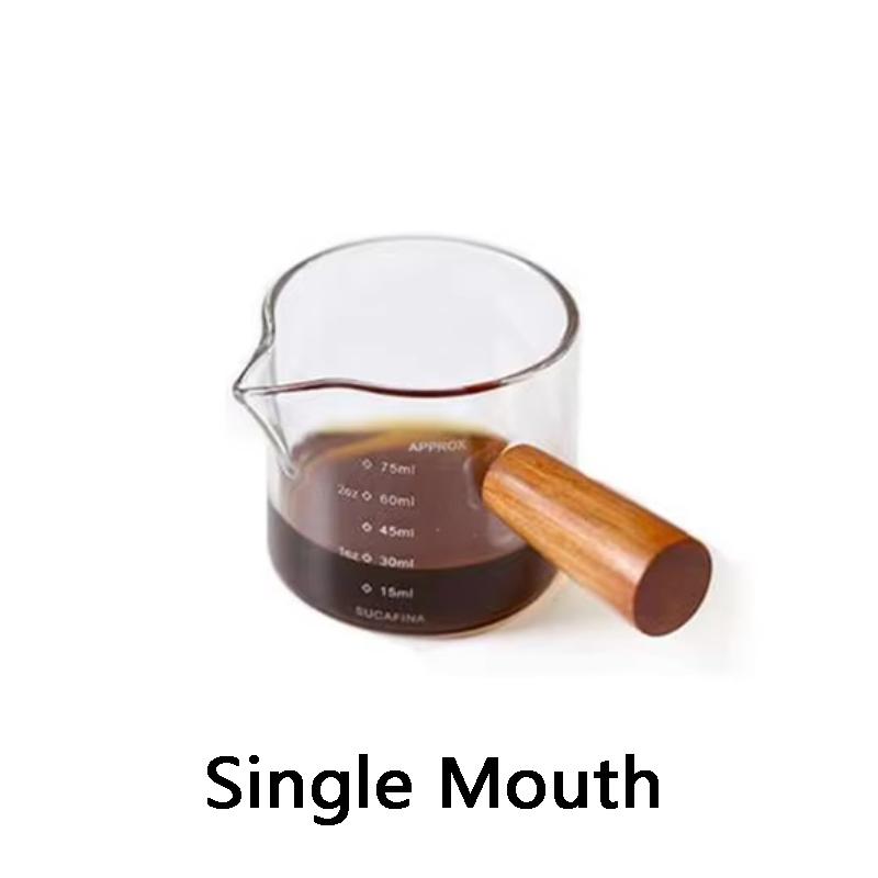 

75 мл деревянная ручка со шкалой стеклянный мерный стакан для кофе эспрессо молоко латте прозрачный кухонные кофейные аксессуары инструмент бариста