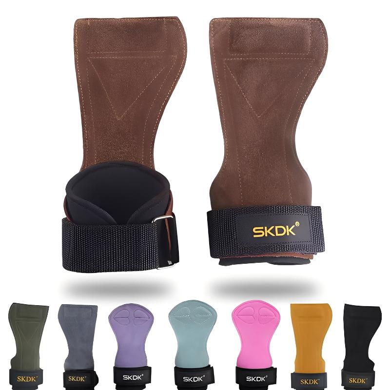 Cowhide Gym Gloves Grips Anti-Skid Weight Power Belt Lifting Pads Deadlift Workout Crossfit Fitness Palm Protection Training