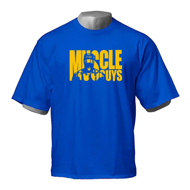 Muscleguys Męskie ubrania na siłownię Luźna czerwona koszulka z krótkim rękawem Letnia do ćwiczeń Kulturystyka Połowa rękawa Trend Moda Streetwear