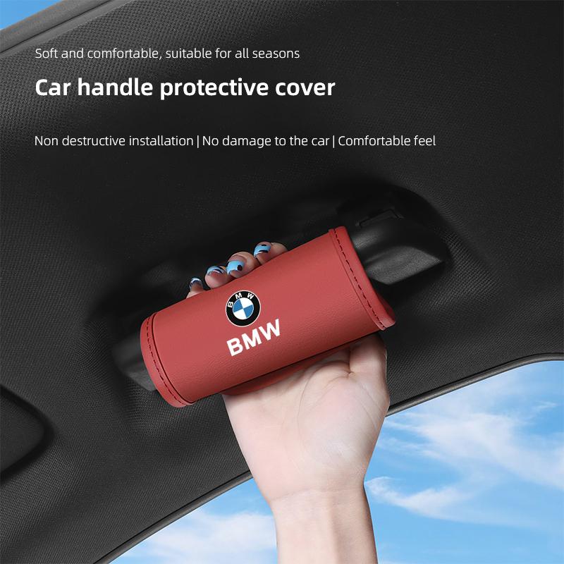 DJSA5 2Pc Car Anti Slip Pull Glove Car Leather Handle Protector Cover sticker For BMW F20 E60 E34 G30 E48 F30 X3 Performance M F40 E90