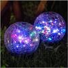 1Pc New Led Solar Lawn Floor Plug Landscape Light Decoration Christmas Buried Rainproof Glass Ball Crack Light D