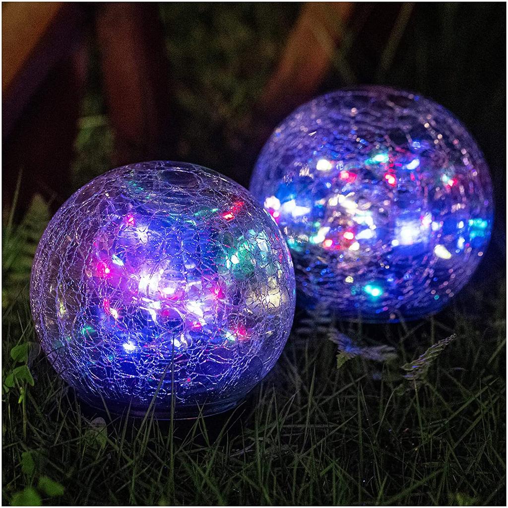1Pc New Led Solar Lawn Floor Plug Landscape Light Decoration Christmas Buried Rainproof Glass Ball Crack Light D