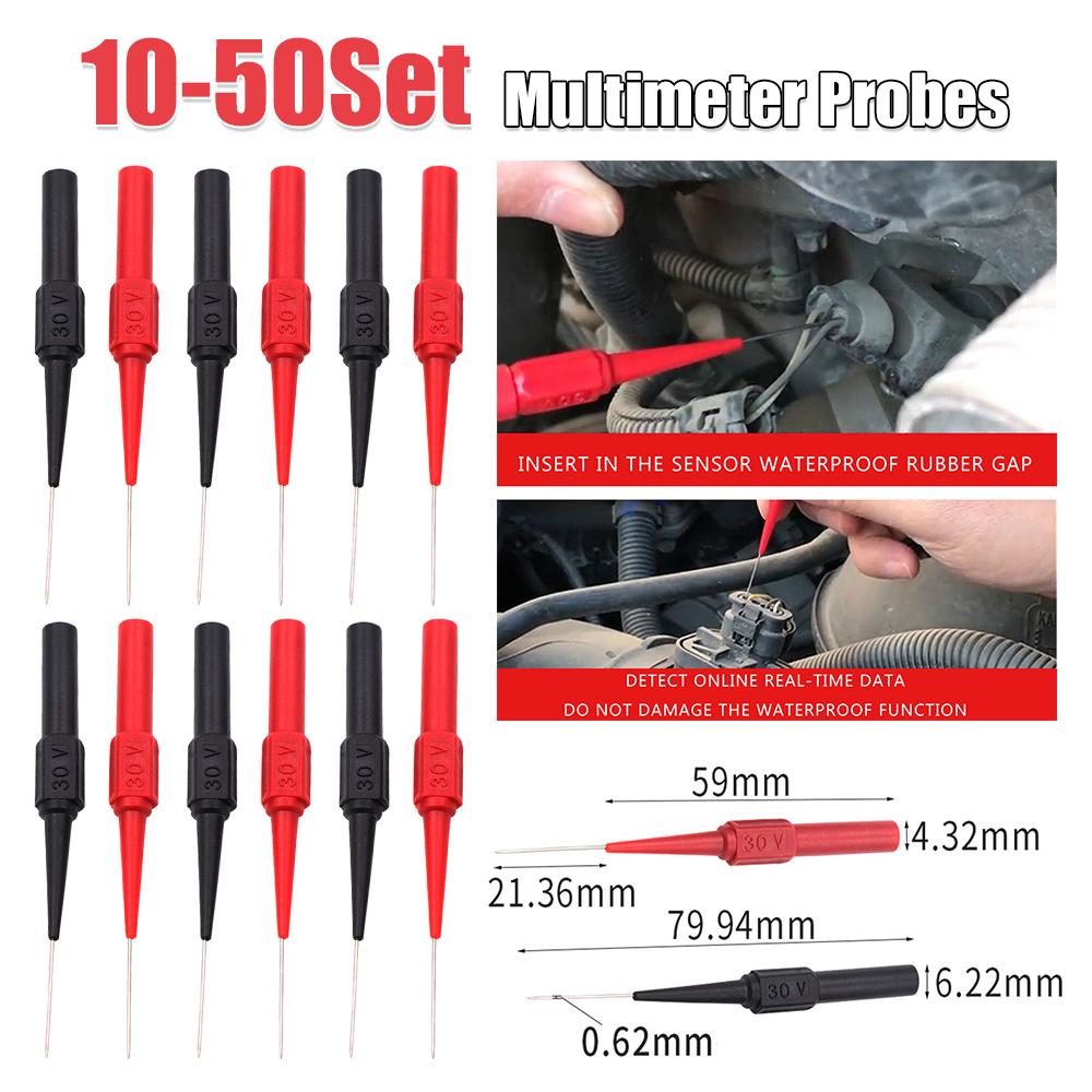 10-50Set 30V 1A Diagnostic Tools Multimeter Test Lead Extention Back Piercing Needle Tip Probes Autotools Automotive Kit Machine
