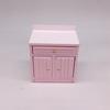 Dollhouse Miniature Furniture Kitchen Wooden Pink Cabinet Sink Counters Dollhouse Decoration