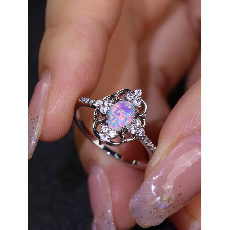 Oval hollow lace ring, simple personality niche ring ring no. 6