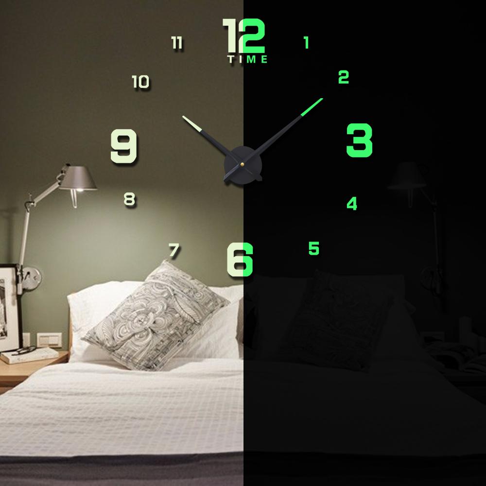 

Большие 3D светящиеся настенные часы, зеркальная наклейка, сделай сам, цифровые бесшумные часы с римскими цифрами, акриловые настенные часы для украшения гостиной дома 27inch