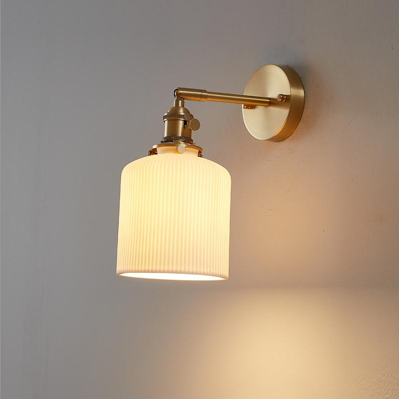 Vintage Ceramic LED Wall Lamp Copper Pull Chain Switch E27 Retro Mirror Sconce Bedroom Bedside Dining Room Art Decor Wall Lights