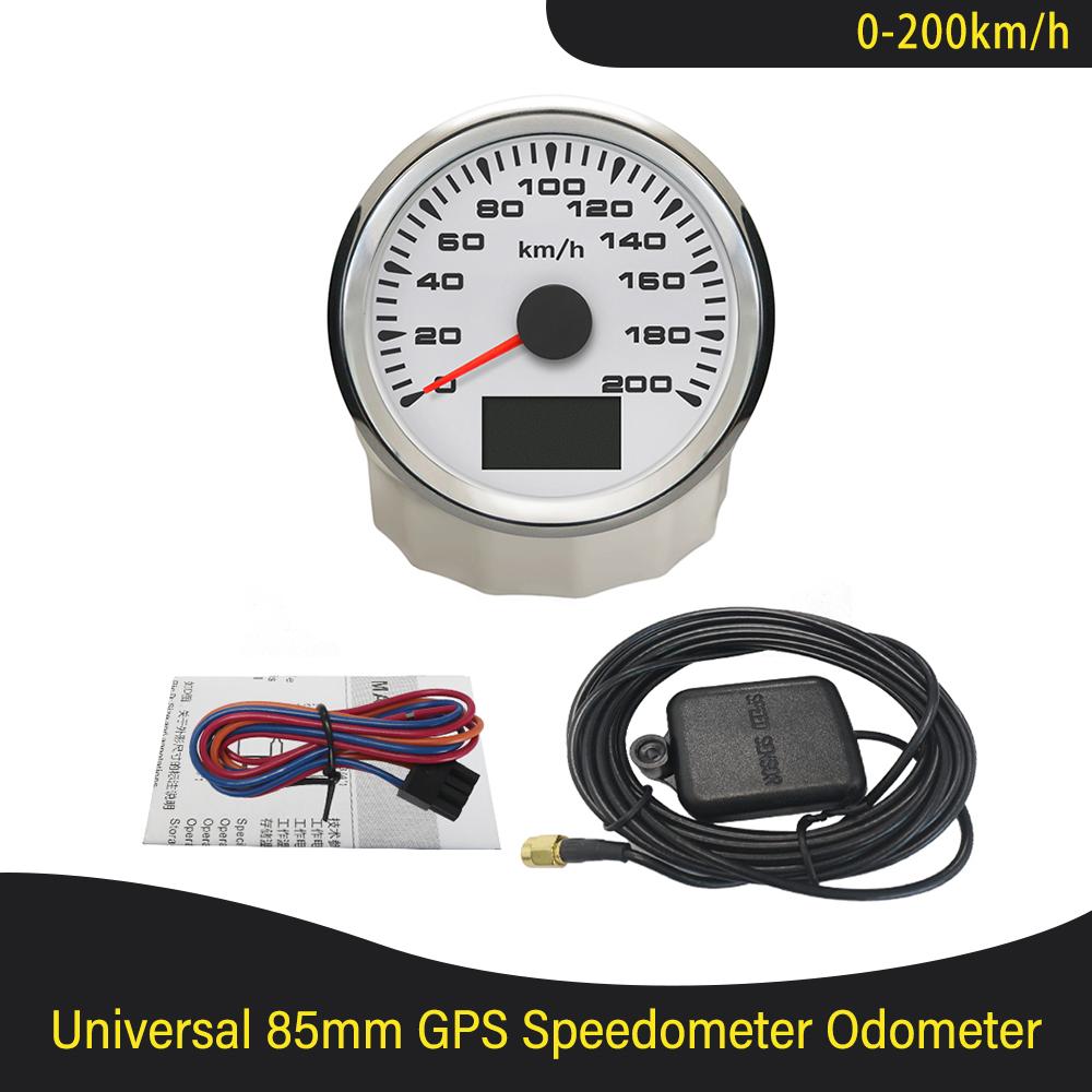 85mm Boat Car 0-120KM/H 0-200KM/H GPS Speedometer with 8 Colors Backlight Waterproof Speedometer 9~32V Trip\COG\ODO