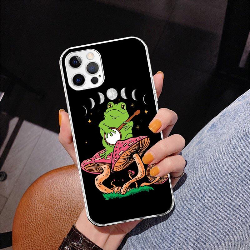 Cottagecore Frog Mushroom Kawaii Phone Case For iPhone 17 Air 16 Pro Max 16E 15 + 14 Plus 11 12 13 Mini 7 8 SE Gift Print Cover
