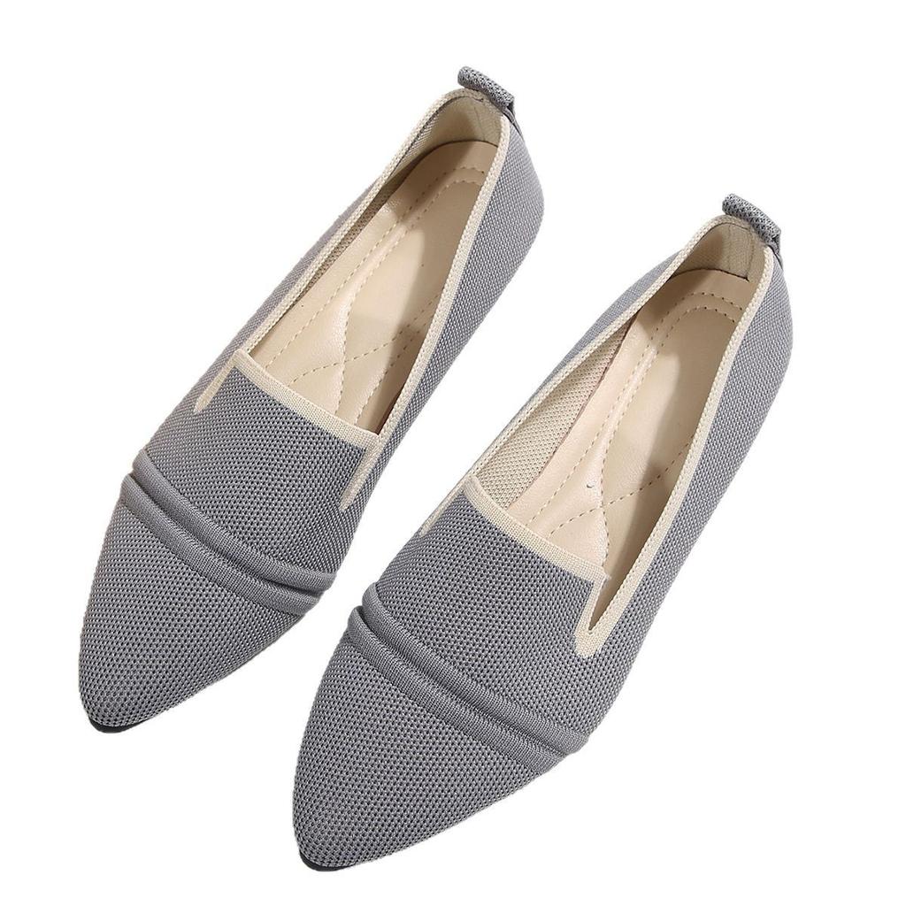 Foreign Trade Large Size Flat Shoes Women's Spring 2025 Pointed Fashion Flying Weaving Shallow Mouth One Pedal Casual Glove Shoes