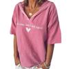Sommer Unifarbene Damen Buchstaben Herz Druck Kurzarm Hoodies Mit Kapuze T-Shirt