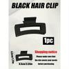 1pc Women Rectangle Hair Clips, Solid Black Hollow Matte Hair Claws, Fashion Elegant Casual Hair Accessories
