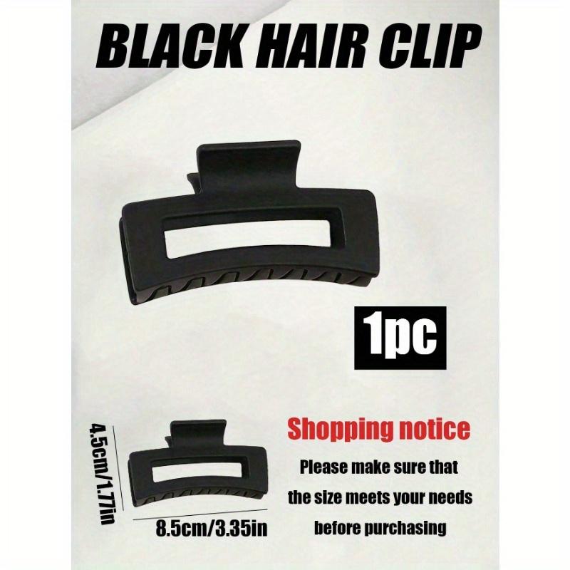 1pc Women Rectangle Hair Clips, Solid Black Hollow Matte Hair Claws, Fashion Elegant Casual Hair Accessories