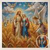 Pearl Painting 5D DIY Decorative Painting. Religious Holy Family and Angels Harvesting Wheat. Cute Birthday Gift. Handmade Art Painting
