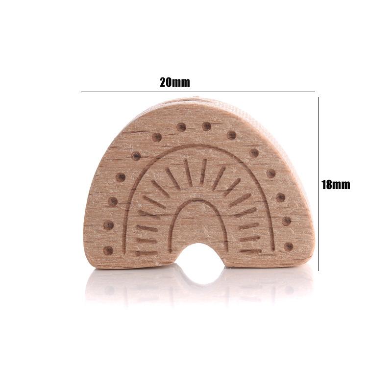 10Pcs Natural Beech Wooden Beads Cat Heart Butterfly Rainbow Cat Teethers Beads for Baby Necklace Pacifier Chain Crafts Jewelry
