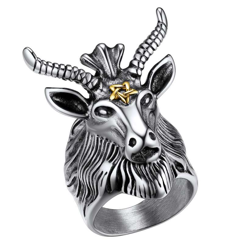 U7 Edelstahl Große Ringe für Mann Vogel Ziege Oktopus Hai Schlange Knochen Charm Größe 7-14 Rock Punk Tier Totenkopf Schmuck