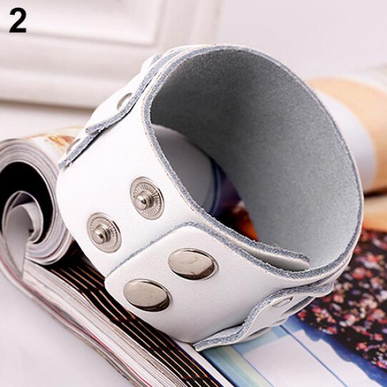 Women Men Punk Style Cool Leather Bangle Knitting Wide Cuff Handmade Bracelet