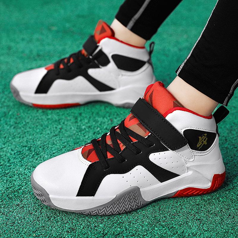 Children's professional basketball training 2025 new middle-aged and older children's Velcro basketball shoes shock-absorbing boys' sneakers