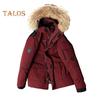 Men Down Jacket with Multiple Pockets Hooded Faux Fur Trim Long Sleeve Windproof Design Outdoor Coat Zipper Placket Cargo Down Coat