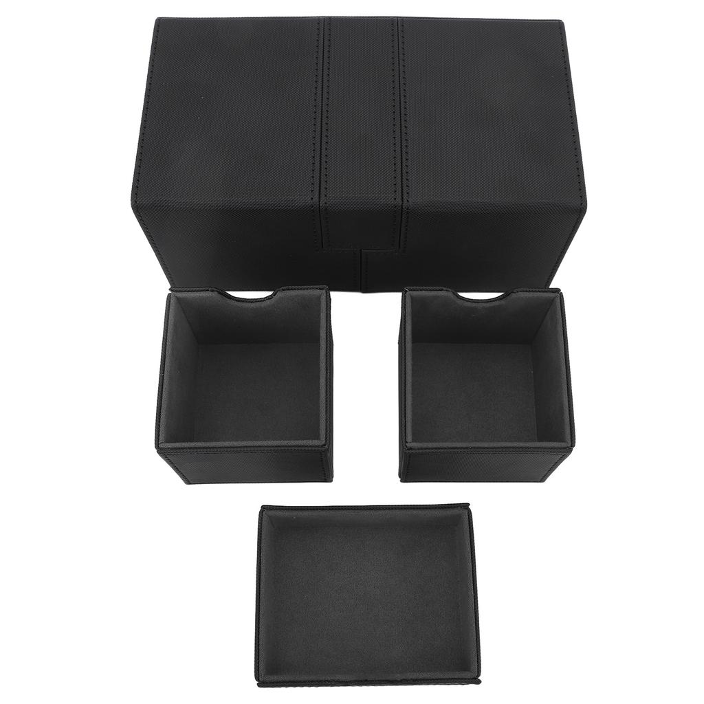 Card Deck Box with 3 Drawers Large Capacity Magnetic Closure PU Leather Game Card Storage Box for Holding Over 200