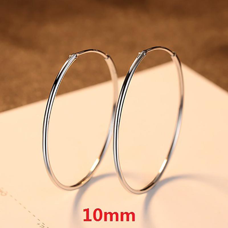 10mm ~ 50mm Silber Ohrringe 925 Ohrringe Damen Mode Dünne Kreis Ohrringe Schmuck