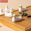 1-3PCS Duck Shape Ceramic Chopsticks Holder Spoon Rest Holders Fork Spatula Rack Shelf  Storage Organizer Kitchen Accessories