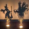 Funny Shadow Stand Metallic Candle Holder Halloween Decoration Desktop Ornaments Scary Tea Light Candle Stands Party Decor
