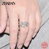 925  Silver Fashion Adjustable Open CZ Flowers Ring For Women Temperament Jewelry Accessories Gift