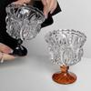  1/2 st retro präglad hög glaskopp whiskymugg ​​svart kristall hem kreativ kaffe glass yoghurt dessertbägare
