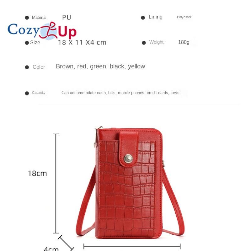 Cozy Up Damen Schultertasche Vertikal Modisch und Minimalistisch Handytasche Multifunktionale Geldbörse