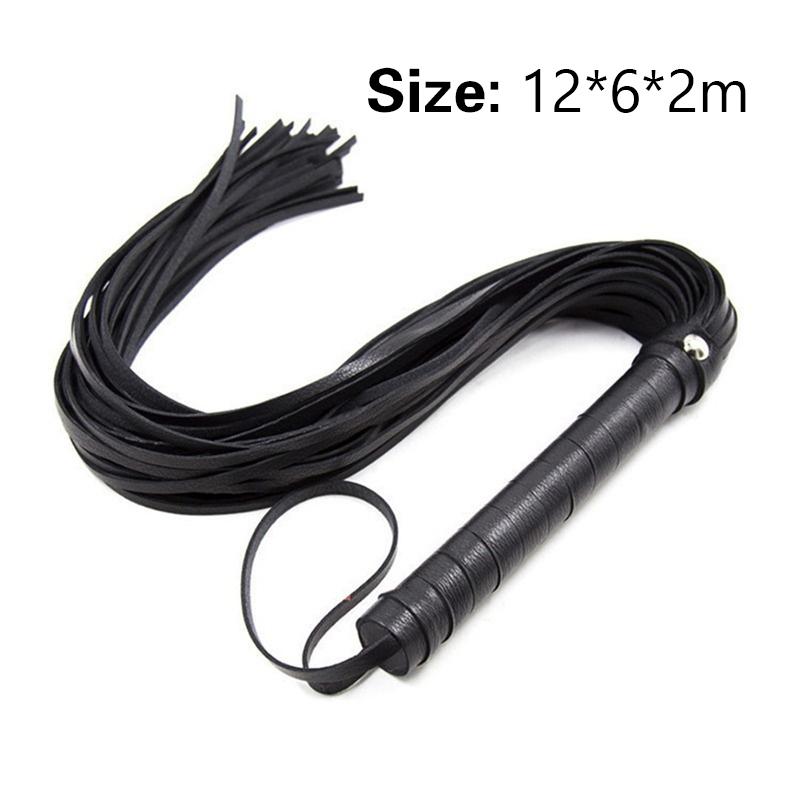 Vysoce kvalitní pu Leather Pimp Whip Závodní jízda Crop Party Flogger Pouta na ruce Queen Black Horse Riding Whip
