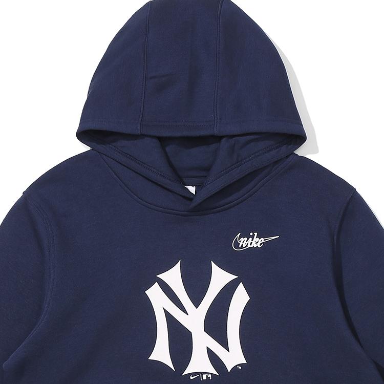 Nike X MLB Mikina Spolupráce New York Yankees Logo Tisk Přes hlavu Dlouhý rukáv Dětské mikiny Modrá 3Z3B7SBHG-NYY