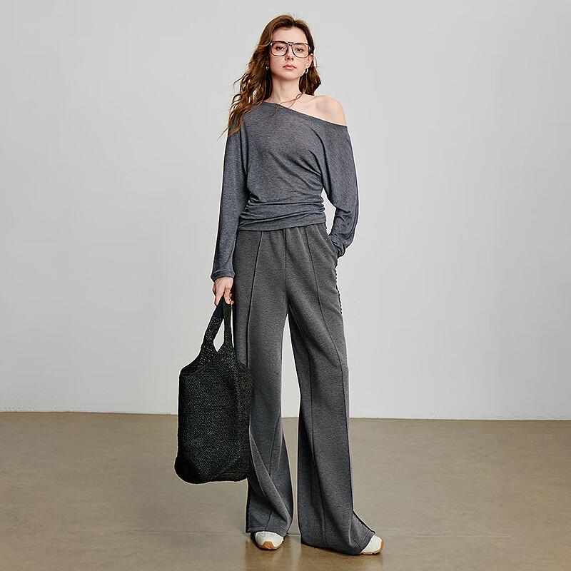 Chuyu Women's Air Layer Wide Leg Slit Casual Pants