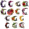 30CM Gothic Wreath Door Decoration Handmade Artificial Moon Cat Garland Goth Roses Black Cats Garland for Home Party Window Wall
