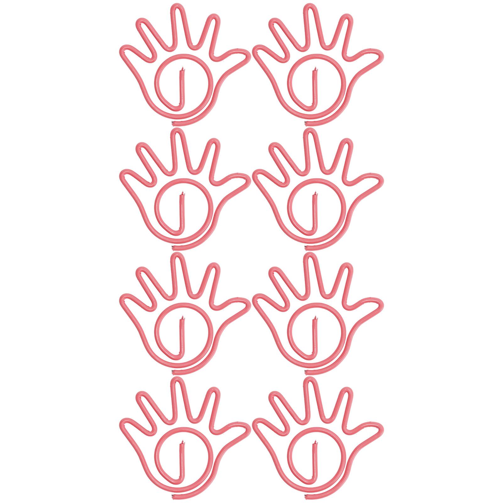

100Pcs Paper Clip Metal Hand Shaped Design Rustproof Paperclip Decoration for Office School Pink рожевий