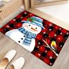 Blue Buffalo Plaid Snowman Christmas Decor Doormat Xmas Pine Tree Snowflake Floor Rug Festive Entrance Porch Carpet