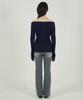 Tobaseu Off-Shoulder Two-Way Zip-Up Rib Knit (Navy)