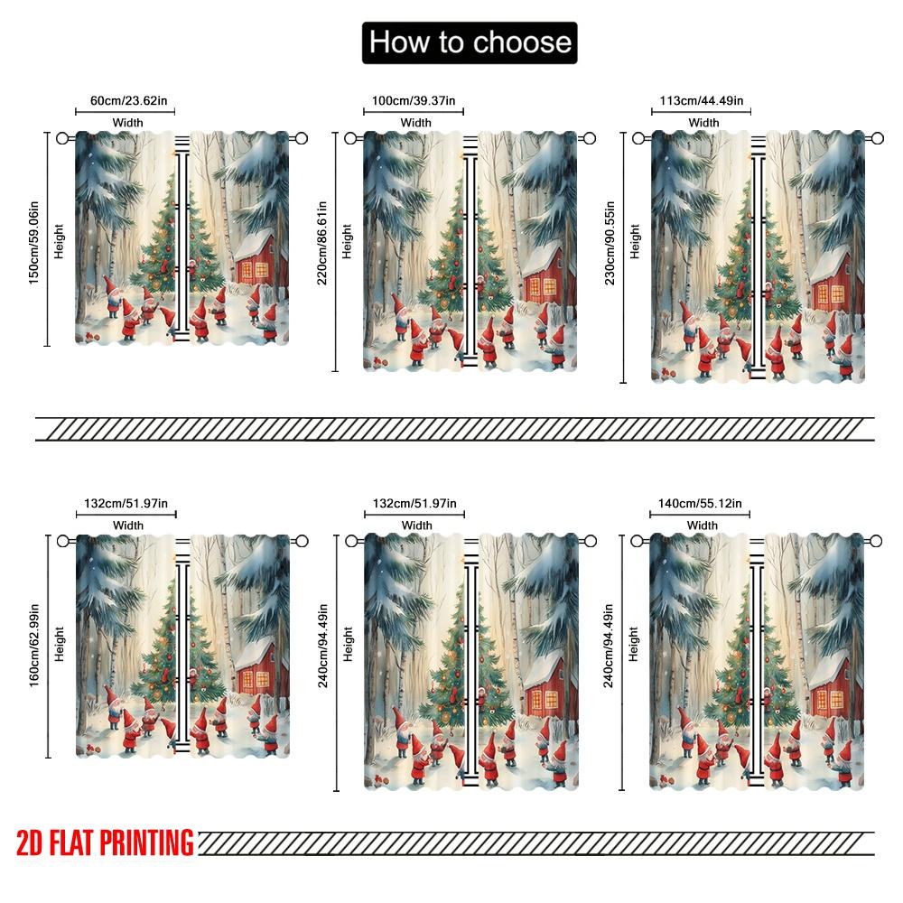 2 Stück, 2D-Flachdruck Vorhang Beliebter Weihnachtsbaum Wald Wichtel (2) Polyester Fabrik (ohne Stange) Dekorationen für den Außenbereich