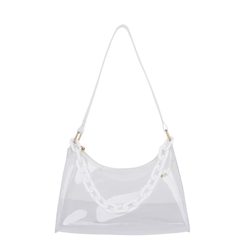 

Fashion Clear Jelly Shoulder Bag Women Transparent Waterproof Messenger Handbag Stylish Purse for Summer Beach Outings прозорий
