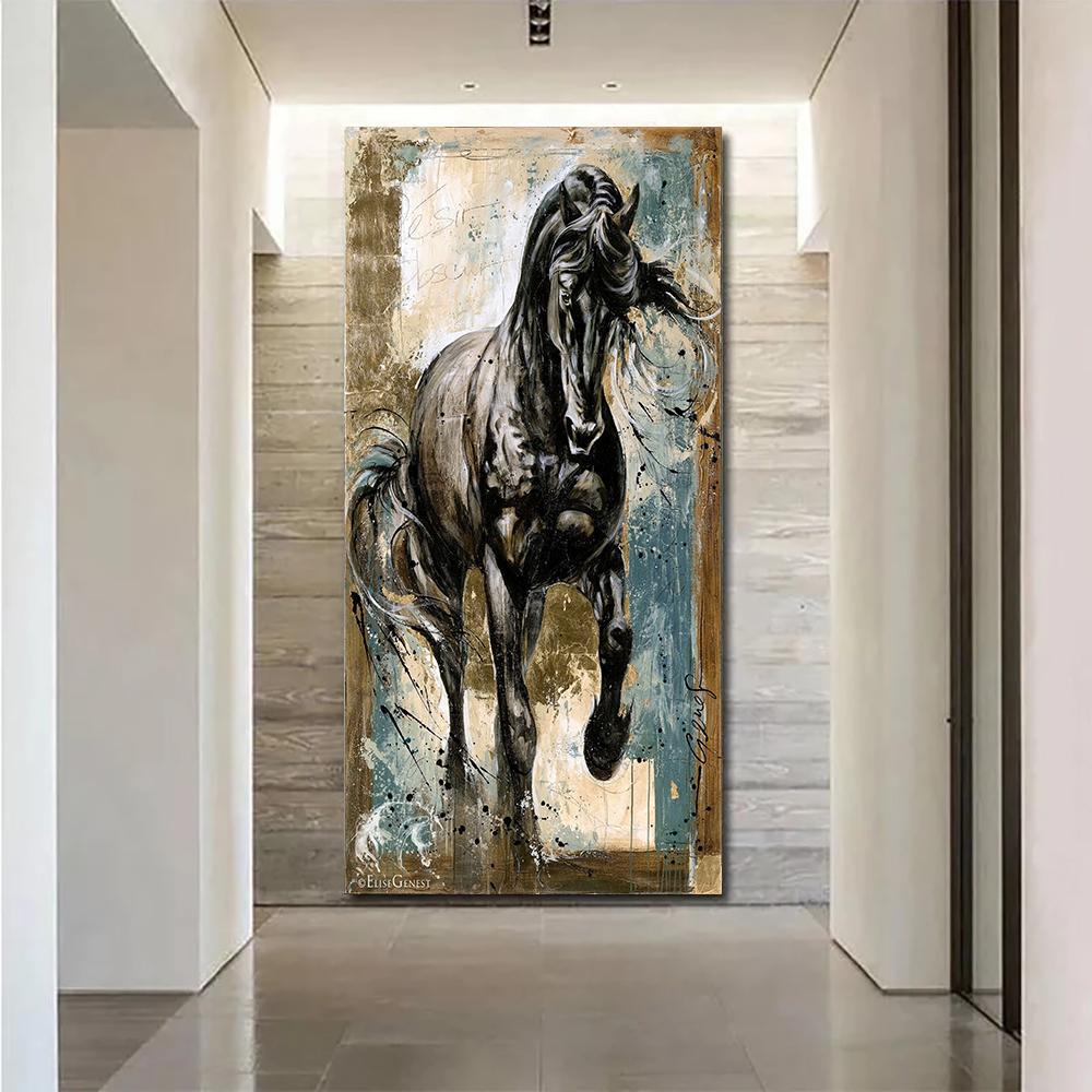 Tier Pferd Abstraktes Bild Poster Leinwand Malerei Wohnzimmer Wand Kunst Wandbild Dekoration Wandbild für Moderne Wohnkultur Kein Rahmen