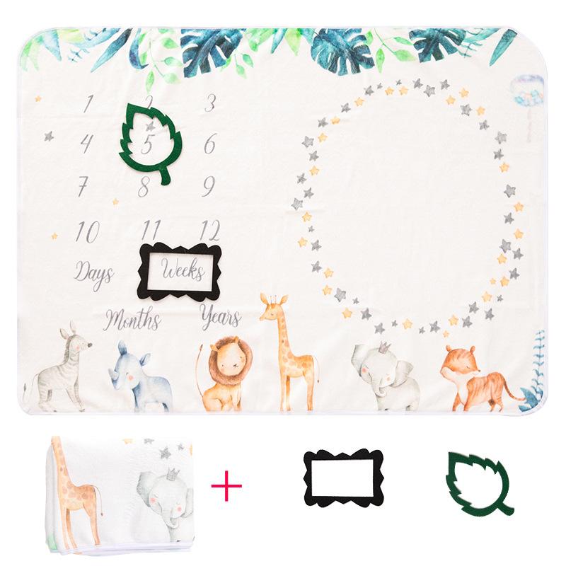 

75*100cm Baby Milestone Flannel Blanket Newborn Photography Blanket Baby Photography Background Cloth Growth Commemorative 75X100cm