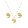 Peach Heart Spiral Tree Leaf Earrings & Necklace Set - Luxury High-End Metal Style Fashion for Women