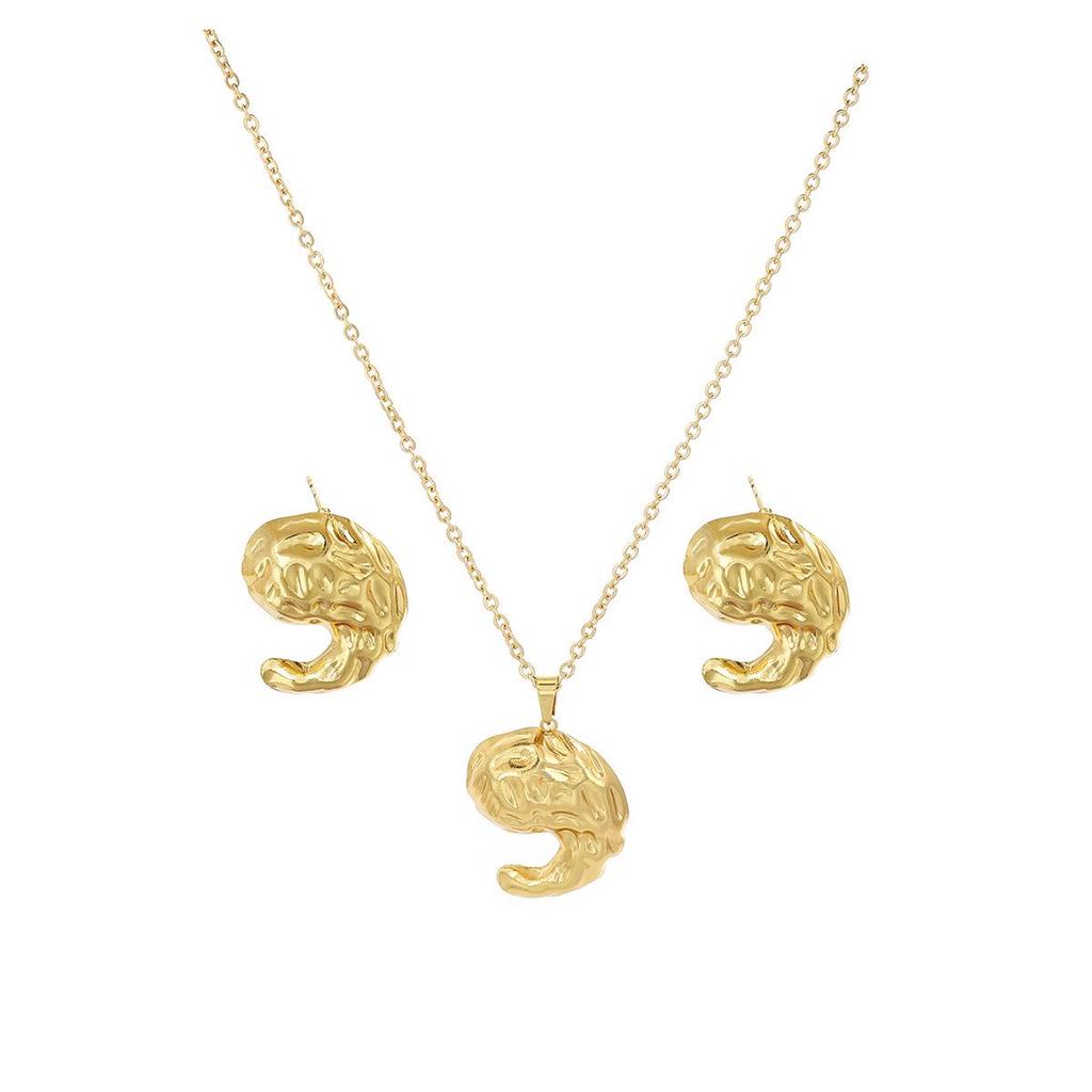 Peach Heart Spiral Tree Leaf Earrings & Necklace Set - Luxury High-End Metal Style Fashion for Women