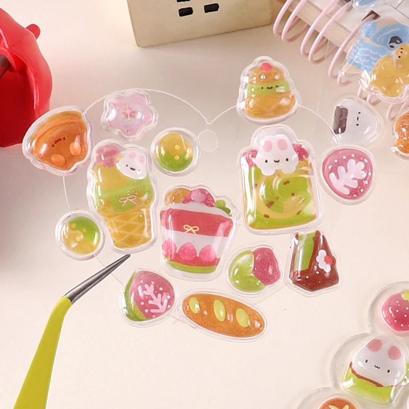 1/6Pcs Cute Cartoon Animals 3D Relief Stickers Reusable Patch For Scrapbooks Planner Journals Laptops Phone Case Diy Stickers