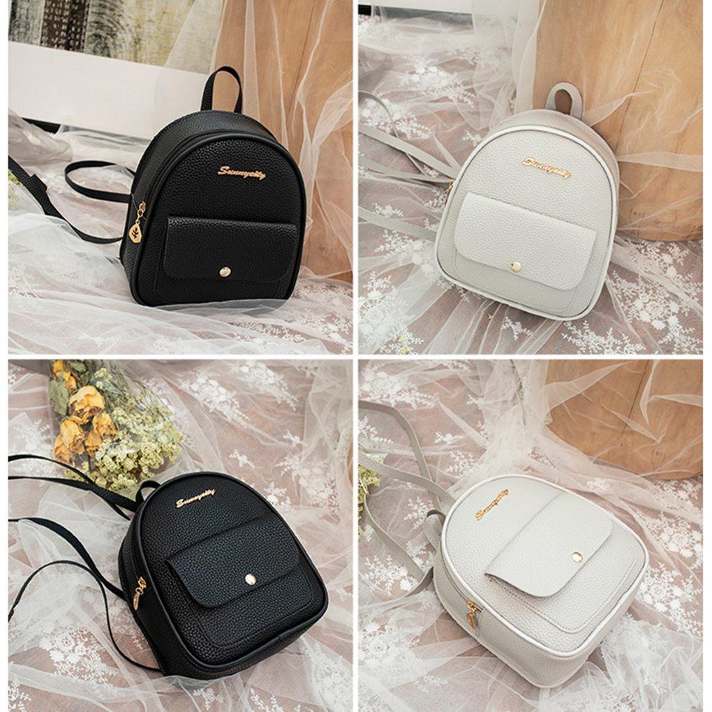 2020 Backpack Women Korean Style PU Leather Shoulder Bag For Teenage Girls Multi\-Function Small Bagpack Female Phone Pouch