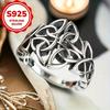 Vintage S925 Sterling Silver Celtic Knot Rings for Women Ethnic Style Viking Amulet Rings Party Jewelry