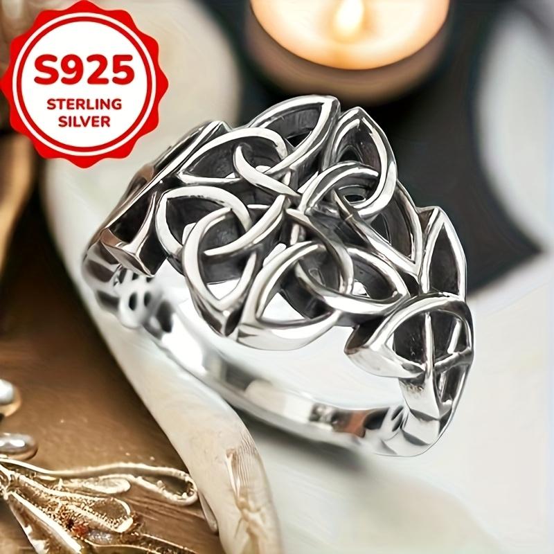 Vintage S925 Sterling Silver Celtic Knot Rings for Women Ethnic Style Viking Amulet Rings Party Jewelry
