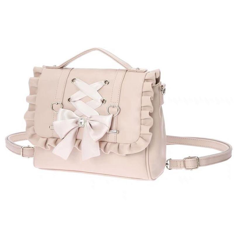 

Sweet Bow Pink Mochila Women Fairyocre Aesthetic Handle Leather Crossbody Bags Ladies Lolita Large Capacity Square Mochilas 2025 27x22x8.5cm рожевий